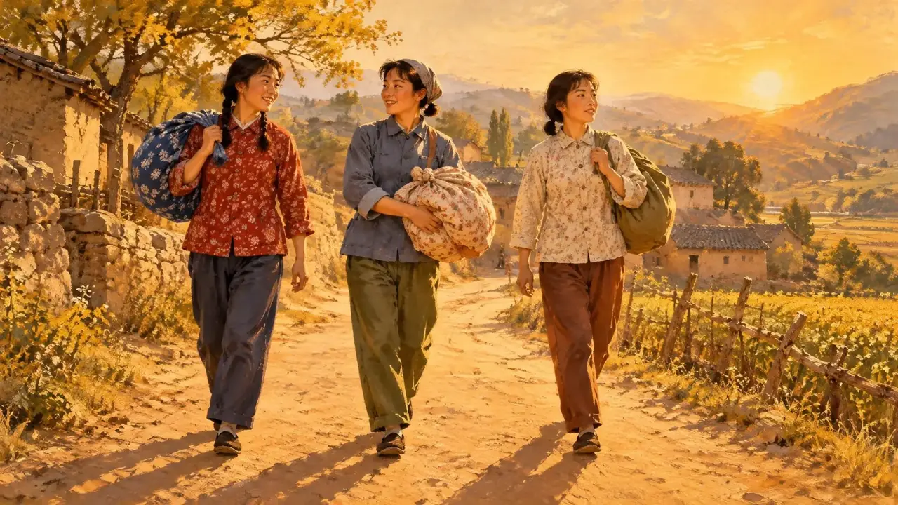 《反向拿捏：和闺蜜穿七零带着婆婆一起离》横版主视觉，穿越重生题材短剧