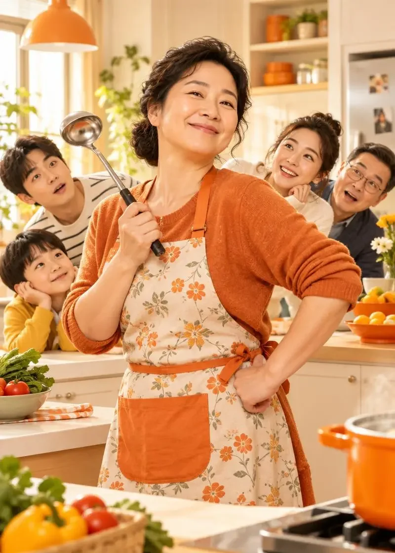 《王妈在顾家当保姆后全家只会搞笑了》短剧封面海报，家庭喜剧题材，共60集